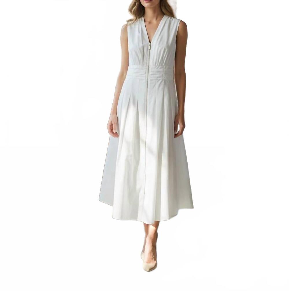 NEW SHANA APPAREL solid zip dress in white